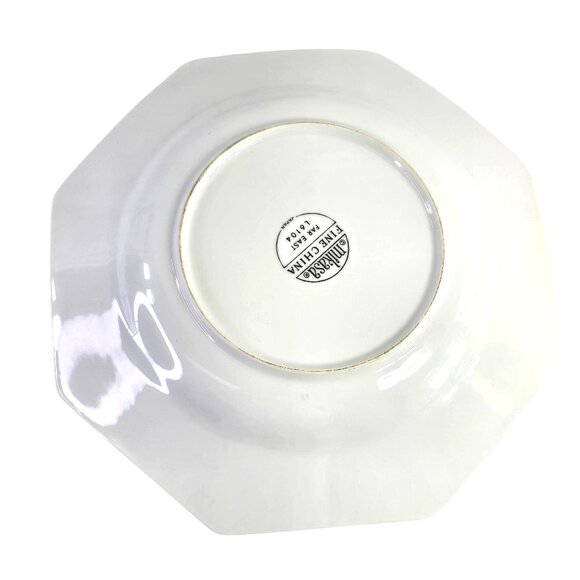 Vtg Hexagonal Porcelain Bowl Floral Design Scalloped Edges Gold Trim Made in Jap - Picture 10 of 11